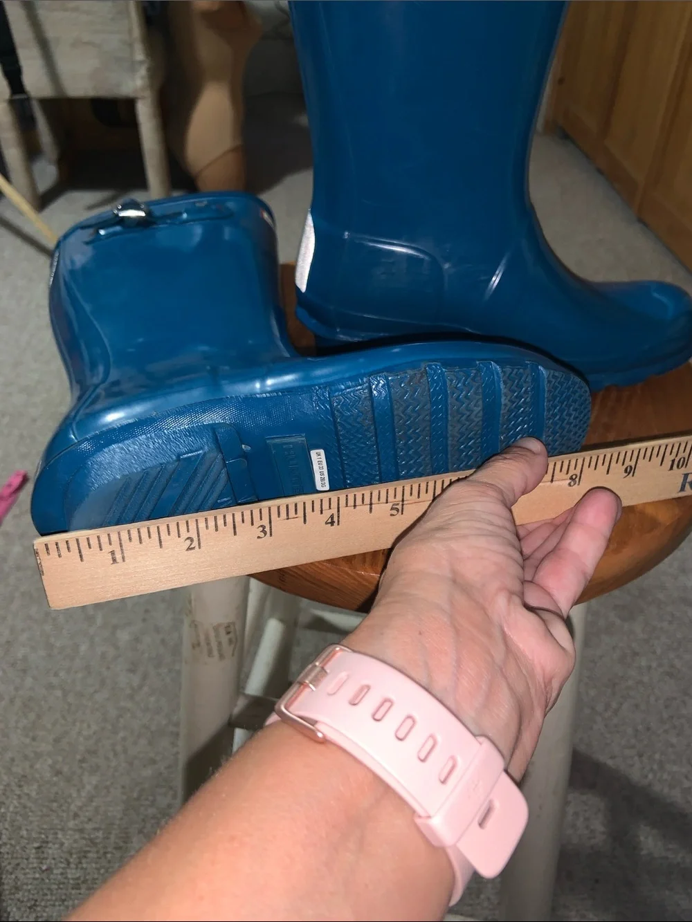 Hunter Glossy Teal Rain Boots child size US 1 boy or girl wellies